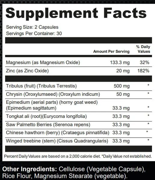 ErecPrime supplement fact